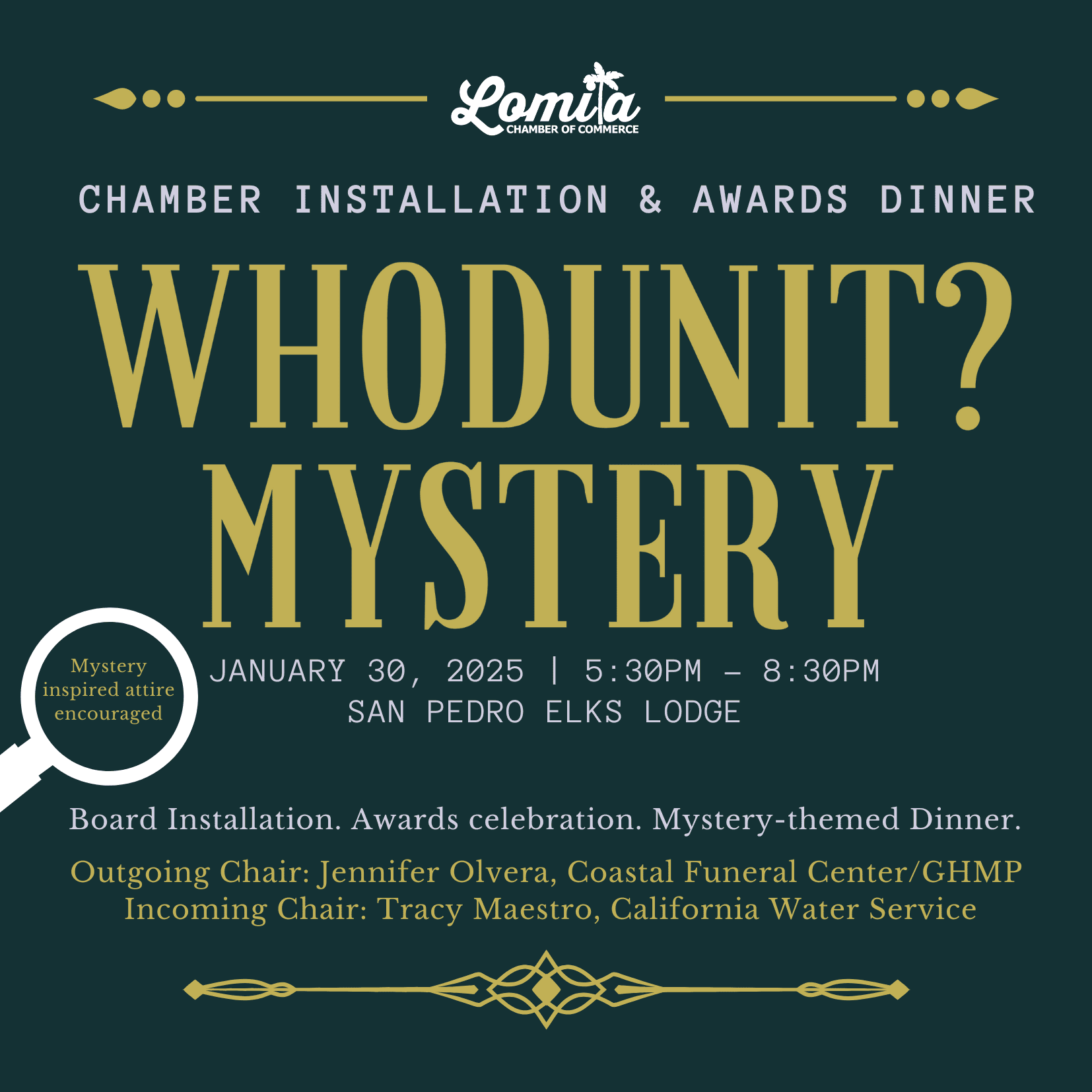 CHAMBER INSTALLATION & AWARDS DINNER | January 30, 2025 | San Pedro Elks Lodge